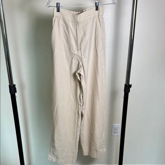 H&M Cream Wide-Leg High Waisted Pants - Picture 2 of 4